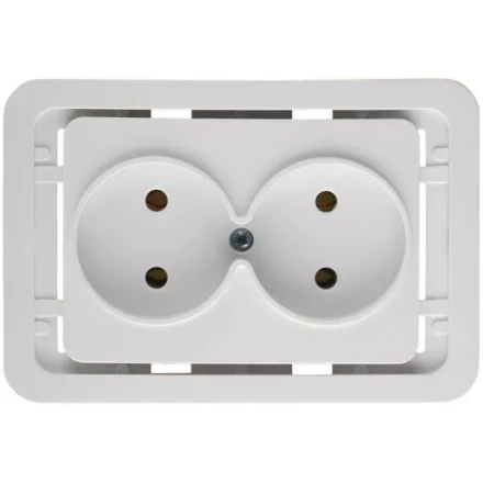Розетка СВЕТОЗАР "ГАММА" двойная, цвет белый, 16А/~250В SV-54102-W купить в Когалыме