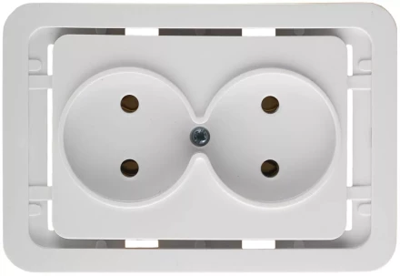 Розетка СВЕТОЗАР "ГАММА" двойная, цвет белый, 16А/~250В SV-54102-W купить в Когалыме
