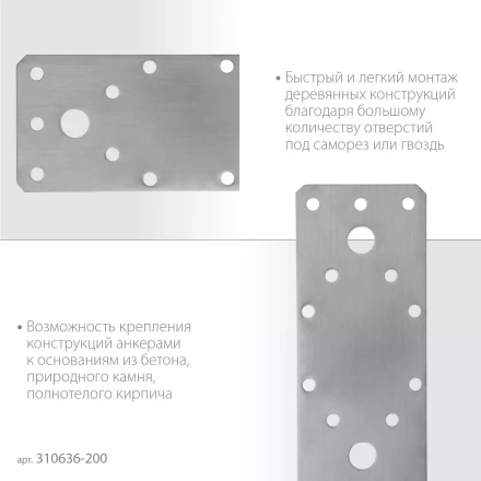 ЗУБР НКП-2.0, 200 x 90 x 2 мм, нержавеющая крепежная пластина, Профессионал (310636-200) купить в Когалыме