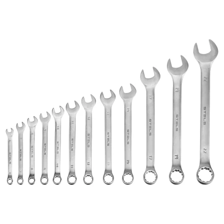 Набор ключей комбинированных Stels 15421, 6-22 мм, 12 шт, CrV, матовый хром купить в Когалыме