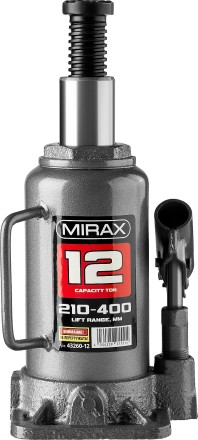 Домкрат гидравлический бутылочный, 12т, 210-400 мм, MIRAX 43260-12 43260-12 купить в Когалыме