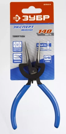 Тонкогубцы ЗУБР "ПРОФЕССИОНАЛ", хромоникелевая сталь, обливные рукоятки, 140мм 22175-3-14 купить в Когалыме