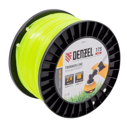 Леска для триммера квадрат Denzel, 2,4мм х 175м, на DIN катушке FLEX CORD, 96292 купить в Когалыме