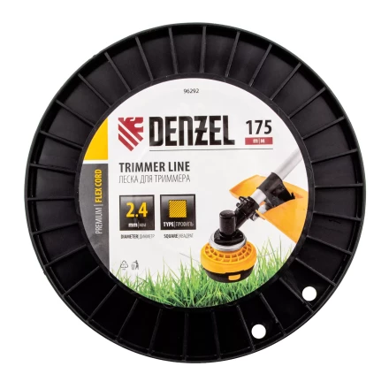 Леска для триммера квадрат Denzel, 2,4мм х 175м, на DIN катушке FLEX CORD, 96292 купить в Когалыме