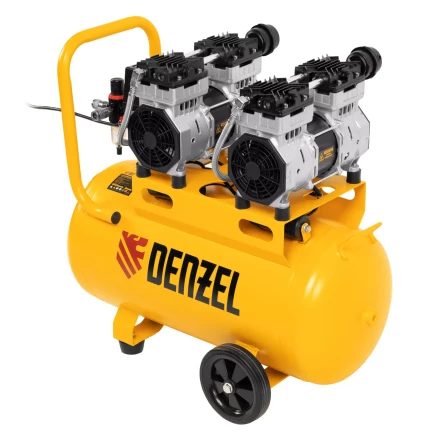 Компрессор безмасляный, малошумный Denzel DLS 1500/50, 1500 ВТ, 2x750, 50 л, 260 л/мин купить в Когалыме