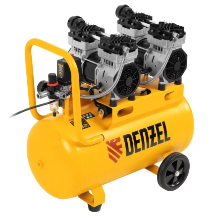 Компрессор безмасляный, малошумный Denzel DLS 1500/50, 1500 ВТ, 2x750, 50 л, 260 л/мин купить в Когалыме