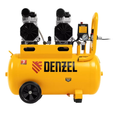 Компрессор безмасляный, малошумный Denzel DLS 1500/50, 1500 ВТ, 2x750, 50 л, 260 л/мин купить в Когалыме