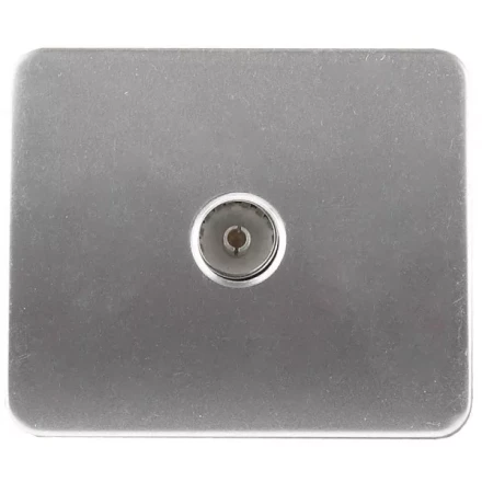 Розетка СВЕТОЗАР "ГАММА" телевизионная, без вставки и рамки, цвет светло-серый металлик SV-54115-SM купить в Когалыме