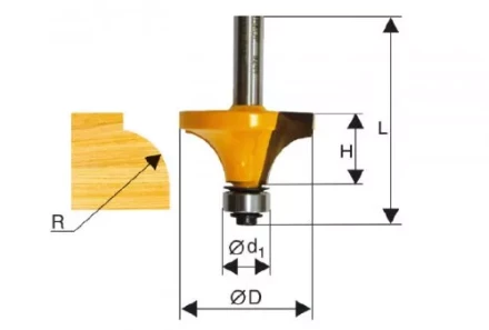 Фреза кром. калевочная ф22,3х13мм R4,8мм хв. 8м Энкор 46233 купить в Когалыме