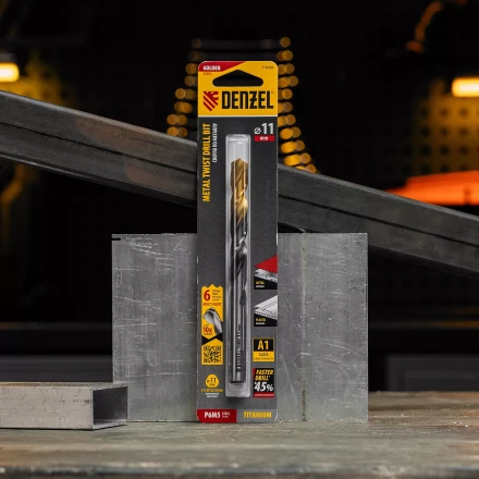 Сверло спиральное по металлу Denzel, 11 x 142мм, Р6М5, Golden Tip, многогранная заточка, 718286 купить в Когалыме