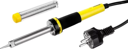 Паяльник PROTerm с двухкомпонентной рукояткой, в комплекте с припоем и подставкой, жало - конус, STAYER Professional 55300-40, 40 Вт 55300-40 купить в Когалыме