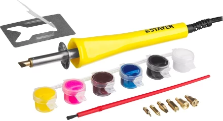 Прибор STAYER "MASTER" для выжигания с набором насадок 7шт и красками 45220 купить в Когалыме