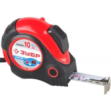 Рулетка ЗУБР &quot;ЭКСПЕРТ&quot;, двухкомпонентный корпус, автостоп, 10м/25мм 34057-10-25_z02 купить в Когалыме