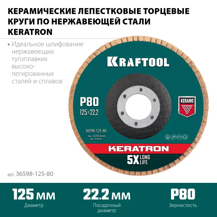 Круги лепестковые керамические торцевые 36598-125-80 купить в Когалыме