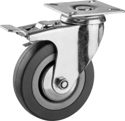 Колеса поворотные с тормозом из литой резины с полипропиленовым диском серия МАСТЕР