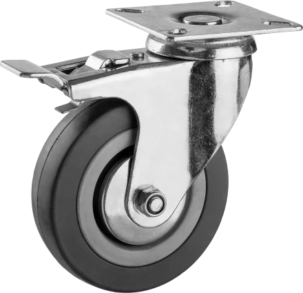 Колеса поворотные с тормозом из литой резины с полипропиленовым диском серия МАСТЕР купить в Когалыме