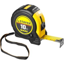 Рулетка STAYER &quot;PROFI&quot; &quot;MARS&quot;, обрезиненный корпус, утолщенное полотно, 10мх25мм 34131-10_z01