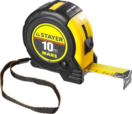 Рулетка STAYER &quot;PROFI&quot; &quot;MARS&quot;, обрезиненный корпус, утолщенное полотно, 10мх25мм 34131-10_z01 купить в Когалыме