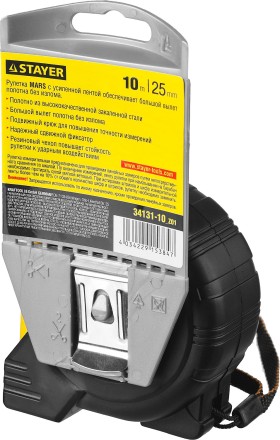 Рулетка STAYER &quot;PROFI&quot; &quot;MARS&quot;, обрезиненный корпус, утолщенное полотно, 10мх25мм 34131-10_z01 купить в Когалыме