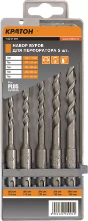 Набор сверл для перфоратора SDS-plus (5, 6, 6, 8, 10) Кратон 1 02 01 001 купить в Когалыме
