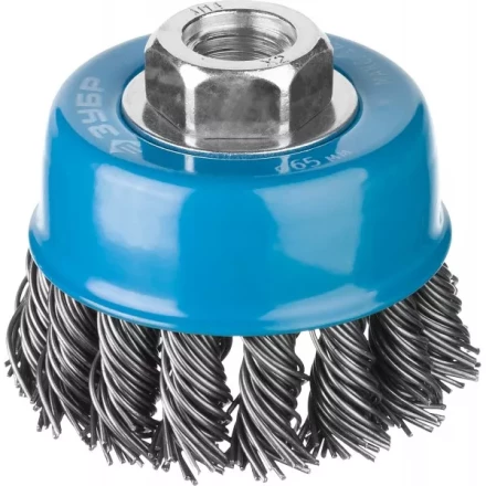 ЗУБР "ПРОФЕССИОНАЛ". Щетка чашечная для УШМ, плетеные пучки стальной проволоки 0,8мм, 65ммхМ14 35277-065_z02 купить в Когалыме