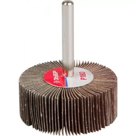 Круг шлифовальный ЗУБР "МАСТЕР" веерный лепестковый, на шпильке, тип КЛО, зерно-электрокорунд нормальный, P180, 20х50мм 36601-180 купить в Когалыме