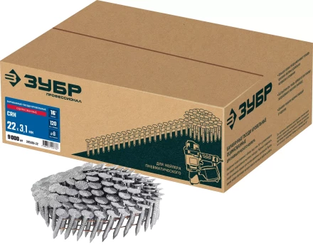 ЗУБР CRN 22 х 3.1 мм, барабанные гвозди кровельные оцинкованные, 9000 шт (305385-22) купить в Когалыме