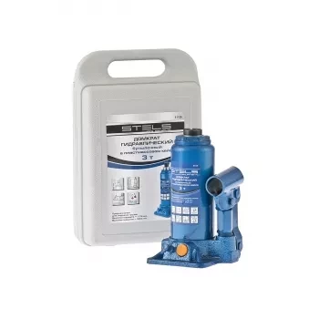 Домкрат гидравлический бутылочный 3 т h подъема 178–343 мм в пластиковом кейсе STELS 51125 купить в Когалыме