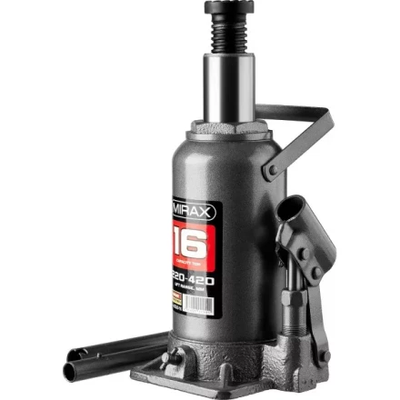 Домкрат гидравлический бутылочный, 16т, 220-420 мм, MIRAX 43260-16 43260-16 купить в Когалыме