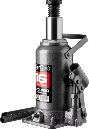 Домкрат гидравлический бутылочный, 16т, 220-420 мм, MIRAX 43260-16 43260-16 купить в Когалыме
