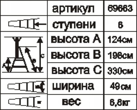 Стремянка стальная &quot;Энкор&quot; 6 ступеней 69663 купить в Когалыме