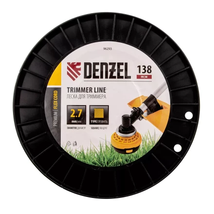 Леска для триммера квадрат Denzel, 2,7м х 138м, на DIN катушке FLEX CORD, 96293 купить в Когалыме