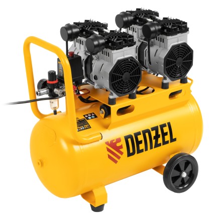 Компрессор безмасляный, малошумный Denzel DLS 2200/50, 2200 Вт, 2x1100, 50 л, 380 л/мин купить в Когалыме