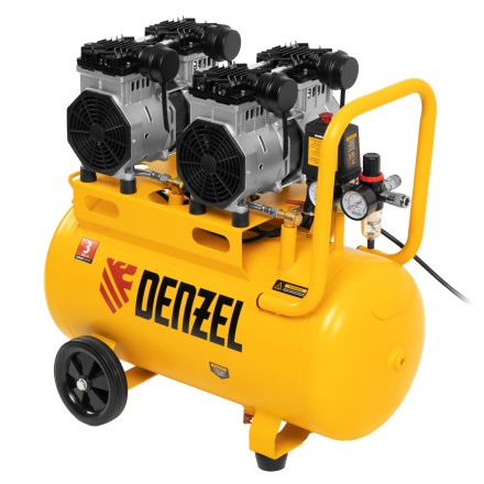 Компрессор безмасляный, малошумный Denzel DLS 2200/50, 2200 Вт, 2x1100, 50 л, 380 л/мин купить в Когалыме