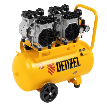 Компрессор безмасляный, малошумный Denzel DLS 2200/50, 2200 Вт, 2x1100, 50 л, 380 л/мин купить в Когалыме