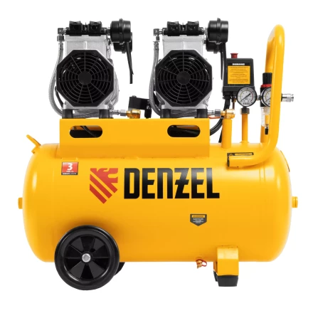 Компрессор безмасляный, малошумный Denzel DLS 2200/50, 2200 Вт, 2x1100, 50 л, 380 л/мин купить в Когалыме