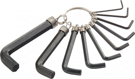 Набор ключей шестигранных имбусовых HEX 1.5–10 мм CrV 10шт. оксидированные на кольце SPARTA 112665 купить в Когалыме