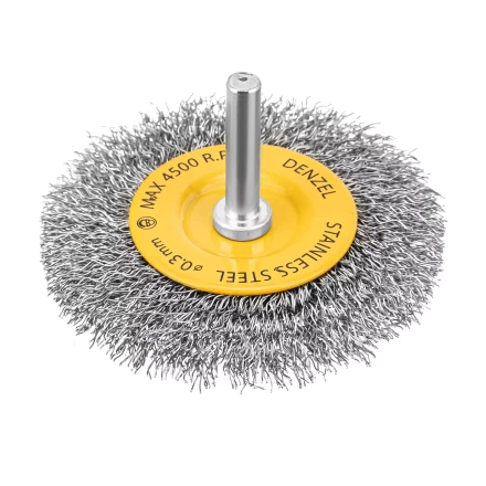 Щетка для дрели, 75 мм, Плоская, со шпилькой, нержавеющая витая проволока Denzel 744603 купить в Когалыме