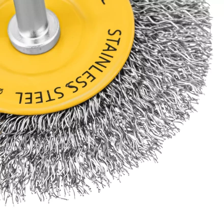 Щетка для дрели, 75 мм, Плоская, со шпилькой, нержавеющая витая проволока Denzel 744603 купить в Когалыме