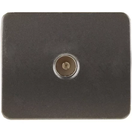 Розетка СВЕТОЗАР "ГАММА" телевизионная, без вставки и рамки, цвет темно-серый металлик SV-54115-DM купить в Когалыме