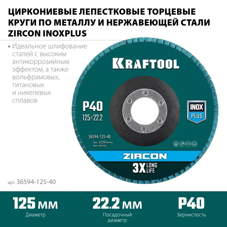 Круги лепестковые циркониевые торцевые 36594-125-40 купить в Когалыме