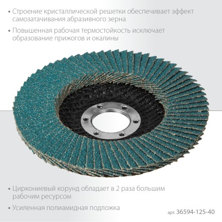 Круги лепестковые циркониевые торцевые 36594-125-40 купить в Когалыме