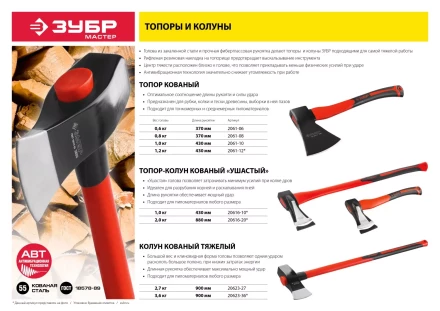 Топоры-колуны ушастые с фиберглассовой рукояткой серия МАСТЕР купить в Когалыме