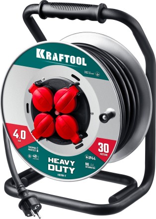 Силовые удлинители на стальной катушке  HEAVY DUTY 4.0, кабель КГ 3х2,5 кв мм 55086-30 купить в Когалыме