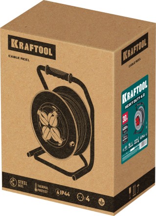 Силовые удлинители на стальной катушке  HEAVY DUTY 4.0, кабель КГ 3х2,5 кв мм 55086-30 купить в Когалыме
