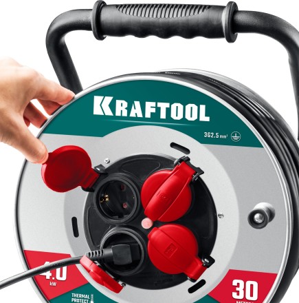 Силовые удлинители на стальной катушке  HEAVY DUTY 4.0, кабель КГ 3х2,5 кв мм 55086-30 купить в Когалыме