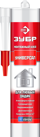 Универсальный монтажный клей ЗУБР ЭКСПЕРТ белый 300 мл 41331 купить в Когалыме