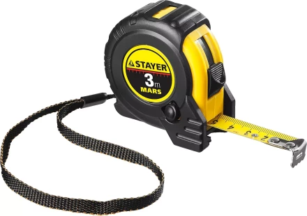 Рулетка STAYER "PROFI" "MARS", обрезиненный корпус, утолщенное полотно, 3мх16мм 34131-03_z01 купить в Когалыме