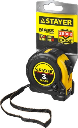 Рулетка STAYER &quot;PROFI&quot; &quot;MARS&quot;, обрезиненный корпус, утолщенное полотно, 3мх16мм 34131-03_z01 купить в Когалыме