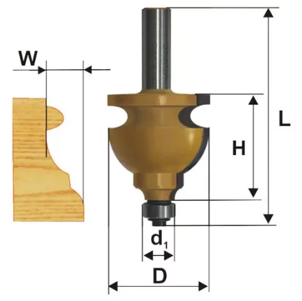 Фреза кромочная фигурная Ф445Х286 мм хвостовик 12 мм 46411 купить в Когалыме
